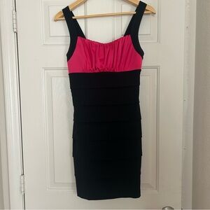 Sweet Storm Women’s Black & Hot Pink Sleeveless Slim Fit Formal Dress Size Large